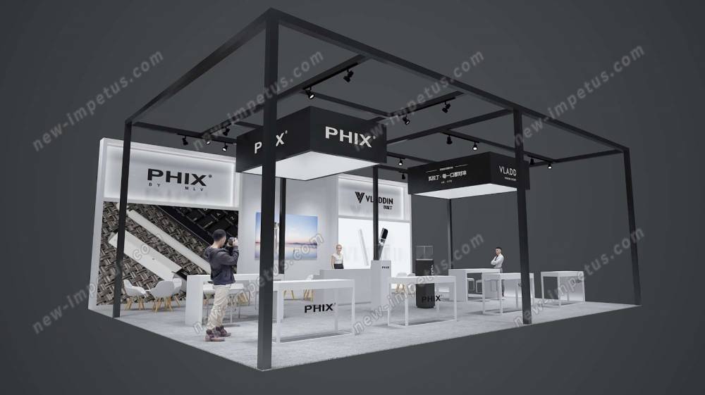 深圳玻璃展台设计公司_现在市场上有很多广州展览公司搭建木质材料,但是木质材料我想(图1)